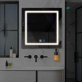 LED Spiegel Quadratisch | Touch-Schalter | Anti-Beschlag-Funktion | Neutralweißes Licht - Reyze Seria Salono Model 1